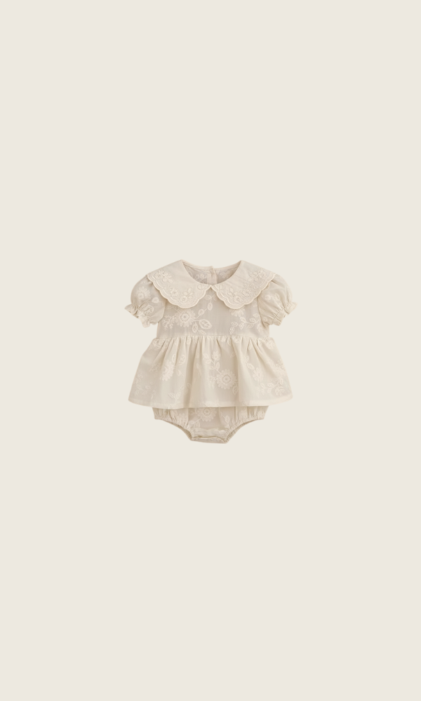 whisper lace garden romper | beige