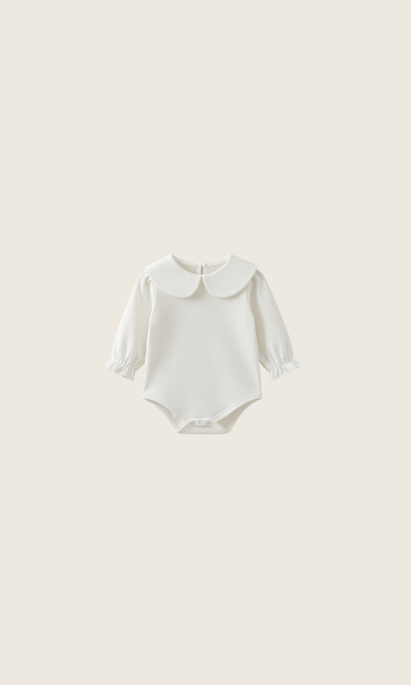 milkcloud petal romper | white