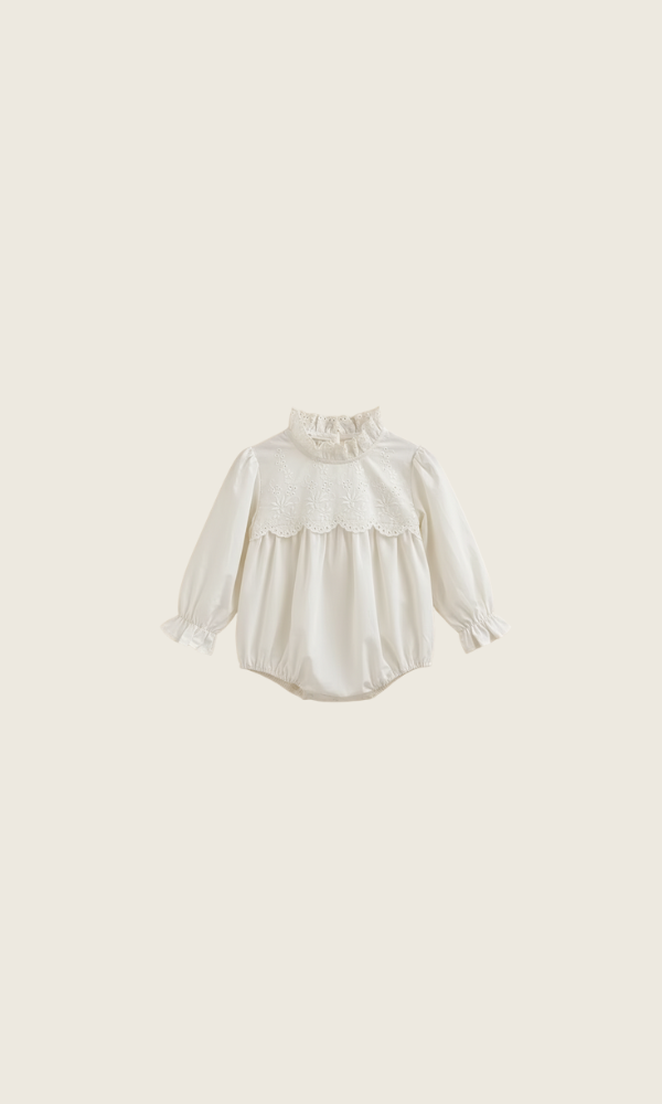 linen lullaby romper | white