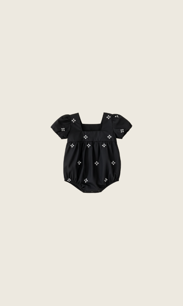 midnight petal romper | black