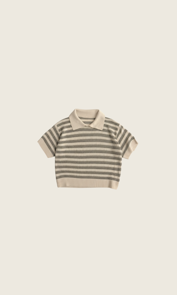 moss stripe polo | green